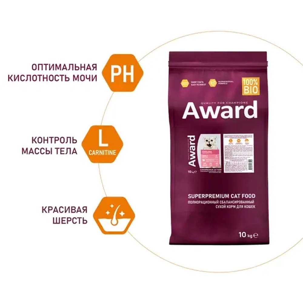 AWARD (Авард) Sterilized Сухой корм для взрослых стерилизованных кошек, индейка/курица
