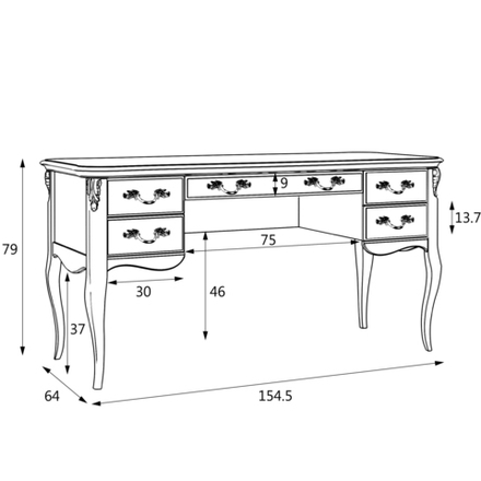 Кабинетный стол широкий APg111L.1S
