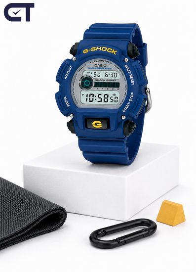 Casio DW-9052-2VDR мужские часы — синие G-SHOCK с WR200 и EL-подсветкой