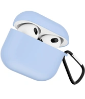 Чехол для Airpods 3 Gurdini силиконовый с карабином Голубой