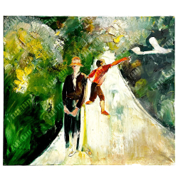 Алексеев Д. Н. Взлетка. (Мальчик, запускающий самолет). Масло. 1990-е