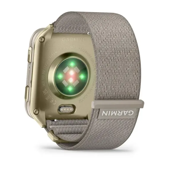 Смарт-часы Garmin Venu X1 золотистый / титан с ремешком цвета французский серый