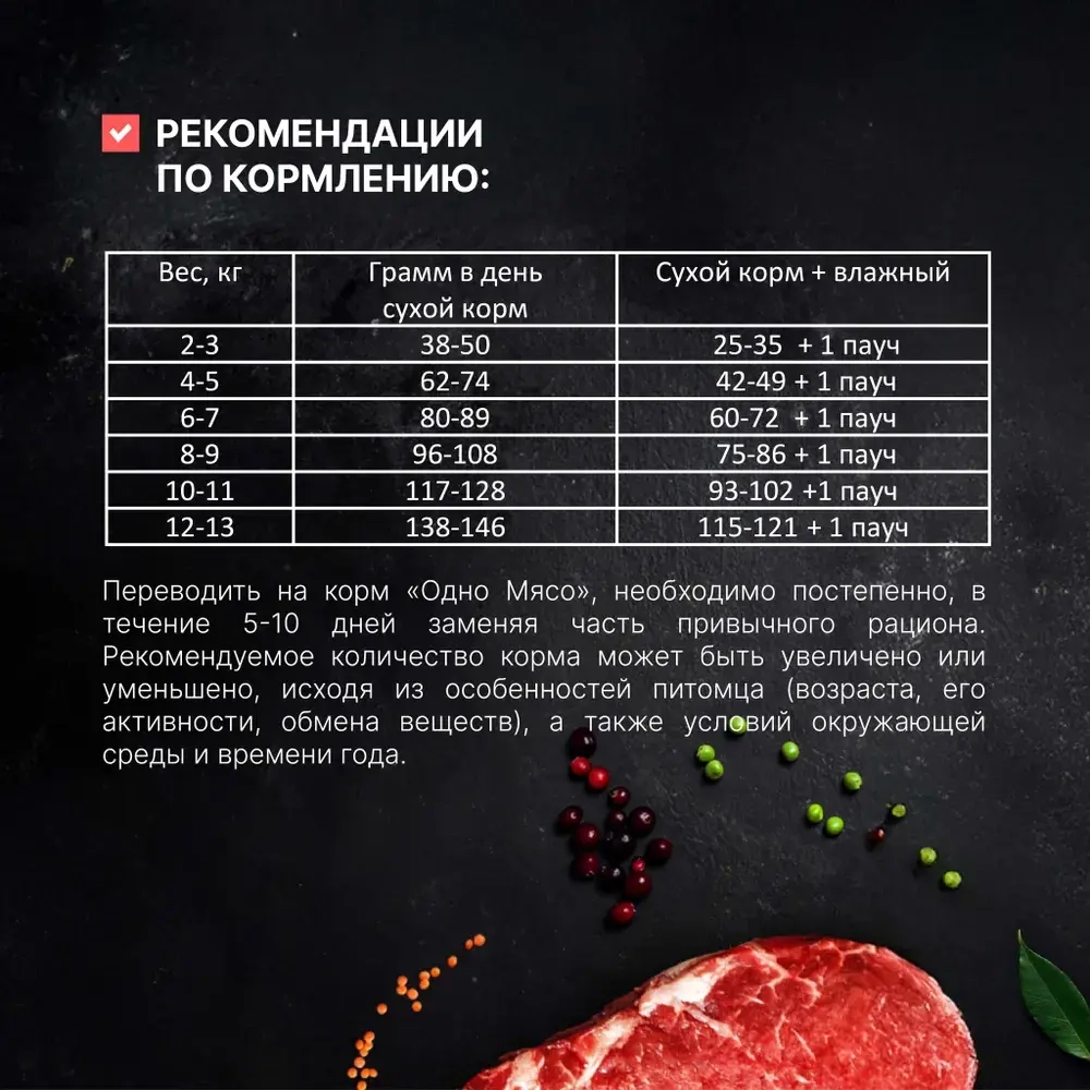 ОДНО МЯСО Сухой корм для взрослых стерилизованных кошек с говядиной, 1,5 кг