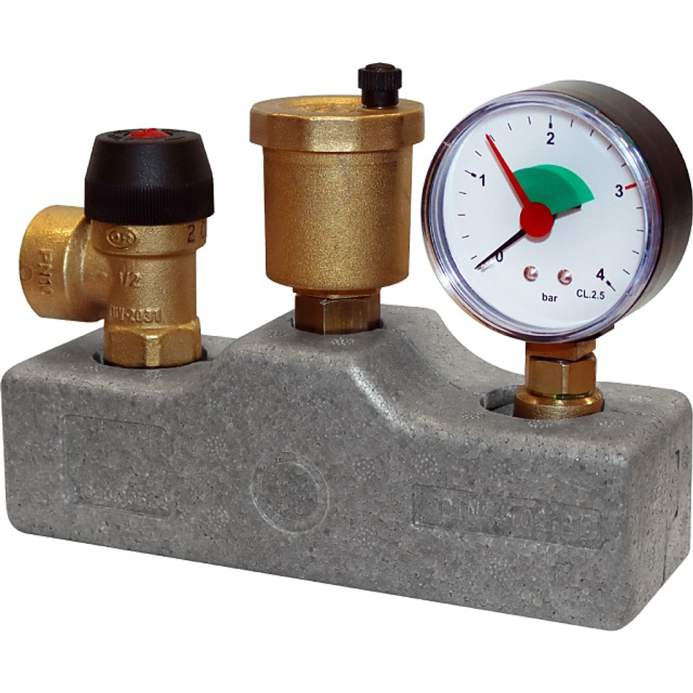 Группа безопасности котла STOUT - 1" (до 50 кВт, PN3, Tmax 110°C, в теплоизоляции)