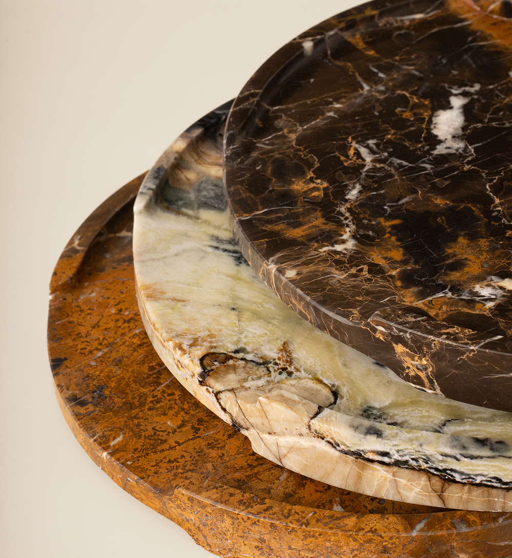 Поднос мраморный круглый АРАБЕСКАТО ГРИДЖИО