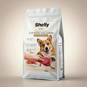 Сухой корм для собак Shelly, корм для взрослых собак, мясное ассорти, говядина, индейка, курица
