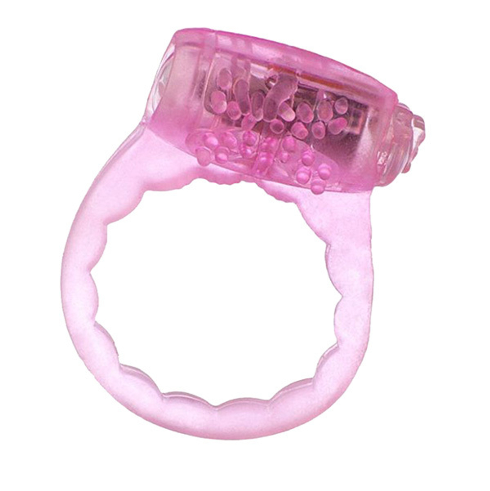 Розовое эрекционное кольцо с вибратором ToyFa Basic 818035-3