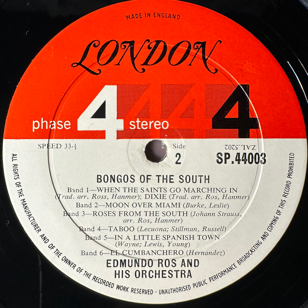 Edmundo Ros And His Orchestra ‎– Bongos From The South (Англия 1961г.)