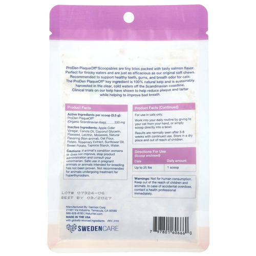 ProDen, ProDen PlaqueOff® Scoopables, для кошек, со вкусом лосося, 157,5 г (5,5 унции)