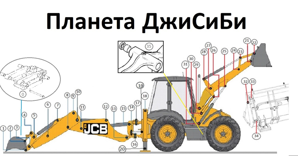 Втулка задней стрелы Jcb 3cx/4cx 44,5х55х47 аналог (Соединение 1, 2 на схеме) 809/00176a