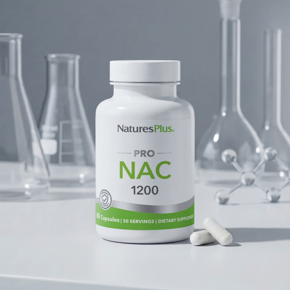 NaturesPlus, Pro, NAC 1200, 60 капсул (600 мг в 1 капсуле)