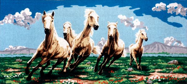 Рисунок для вышивания Soulos (канва жесткая), Табун белых лошадей, 60 см