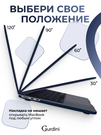 Чехол пластиковый Gurdini для Macbook Air 15" 2023 (A2941) Matte Series Navy blue