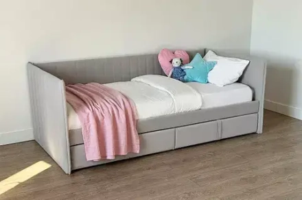 Кровать с ящиками твикс (Софа) 90х200 см (капучино, галька, графит, латте, мята, нежно-розовый, пудра(велюр))