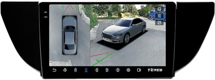 Магнитола для Geely Emgrand EC7 2018-2020 - Teyes CC3-2K-360 монитор 9.5" 2K QLED на Android 10, Быстрая, CarPlay, 4G SIM-слот, 4 камеры в комплекте