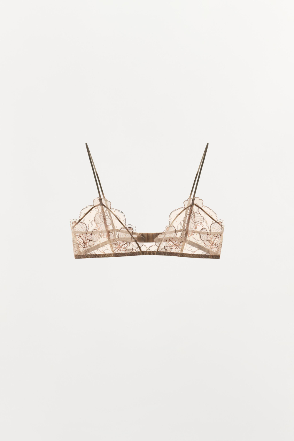 КРУЖЕВНОЙ БЮСТГАЛЬТЕР С ТРЕУГОЛЬНЫМИ ЧАШКАМИ — ZARA