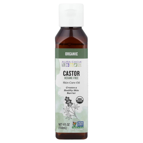 Aura Cacia, органическое масло для ухода за кожей, касторовое, 118 мл (4 жидк. унции)
