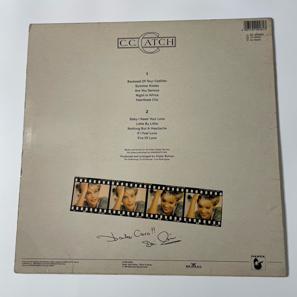 Винтажная виниловая пластинка LP C.C. Catch Big Fun (Испания 1988)