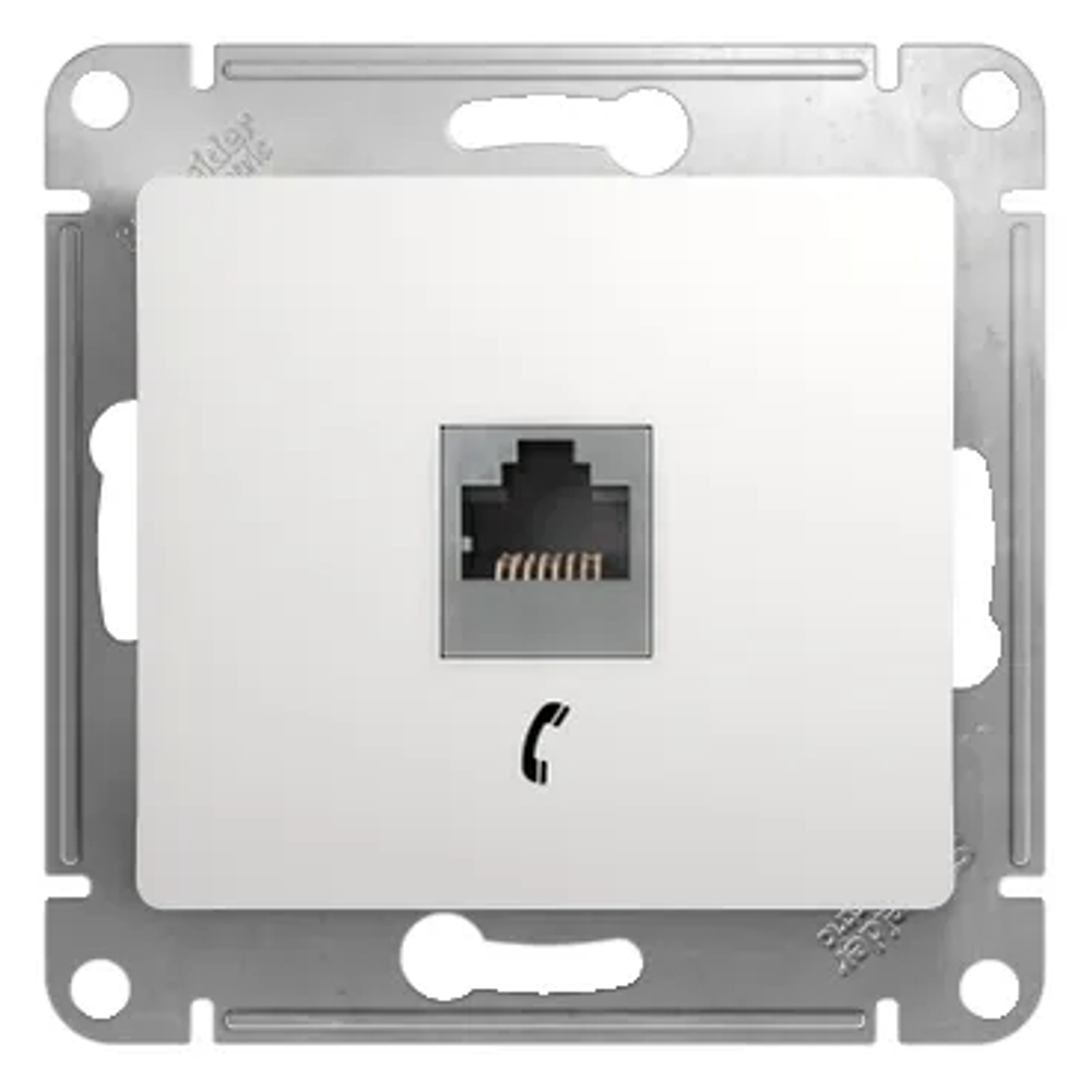 GLOSSA РОЗЕТКА телефонная RJ11, механизм, БЕЛЫЙ