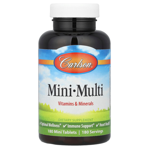 Carlson, Mini-Multi, витамины и минералы, без железа, 180 таблеток