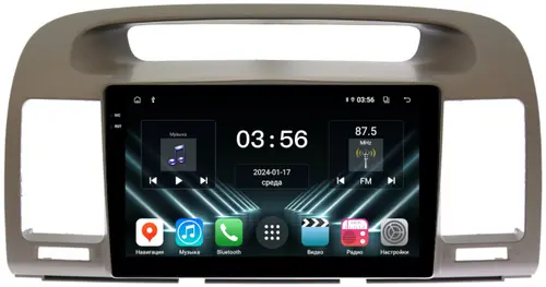 Магнитола для Toyota Camry 30 2001-2006 (рамка оливковая) - FarCar S280 монитор 9.5" IPS на Android 13, CarPlay