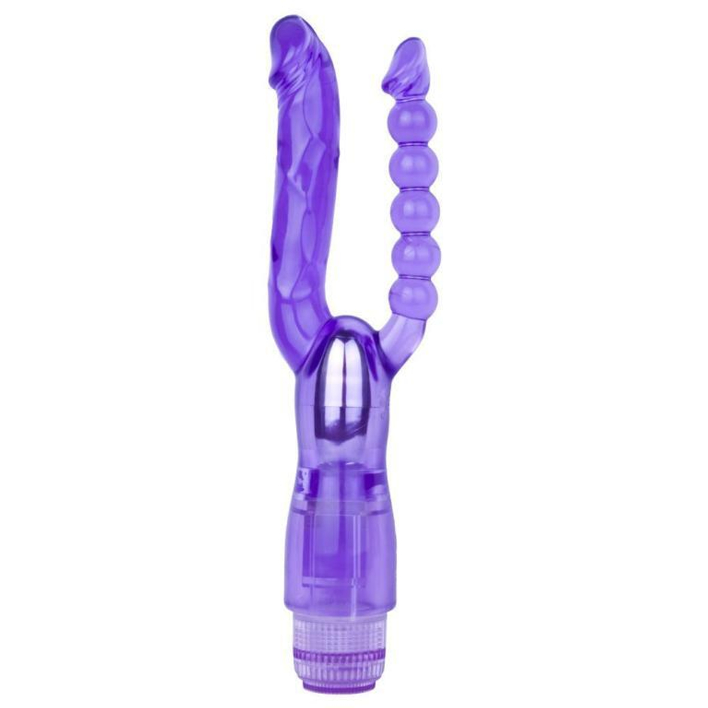 Фиолетовый анально-вагинальный вибратор Extreme Dual Vibrator - 25 см.