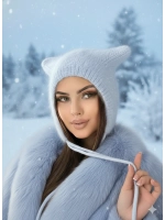 Шапка с ушками зимняя ангора вязаная