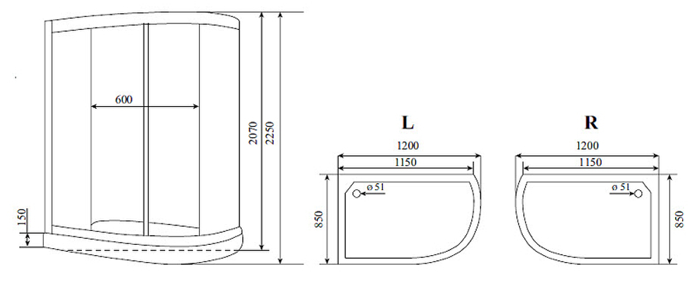 Душевая кабина Timo Lux 120x85 T-7702R с гидромассажем