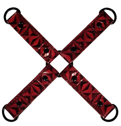 Красно-черные наручники и наножники Luxury Hogtie (Цвет: красный с черным)