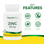 NaturesPlus, цинк, 50 мг, 90 таблеток