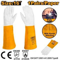 Краги сварщика спилковые из козьей кожи без подкладки 16" SUPER INGCO HGVG01