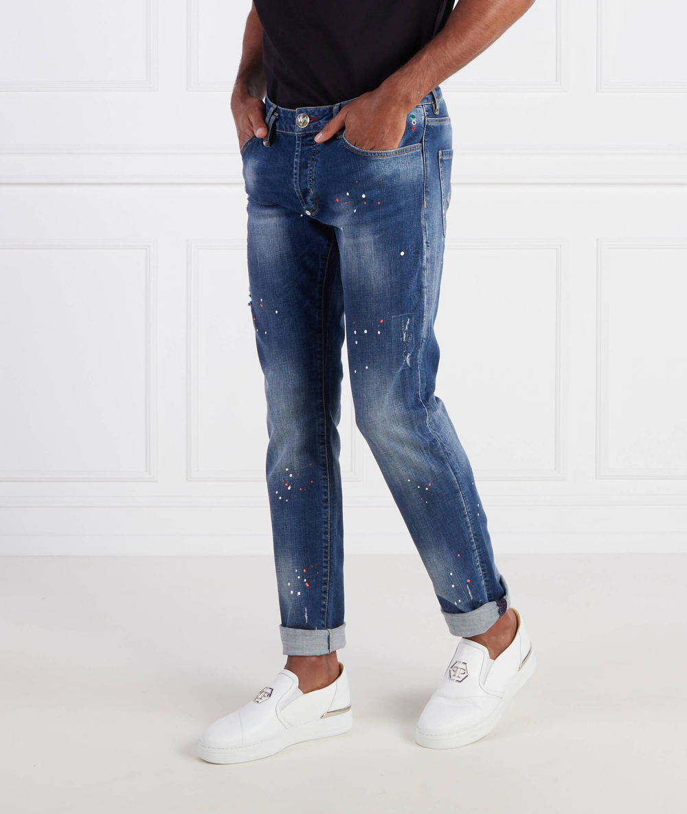 Джинсы Denim Trousers Super Straight Cut Skull&Bones Philipp Plein - темно-синий(MDT3428 PDE004N)