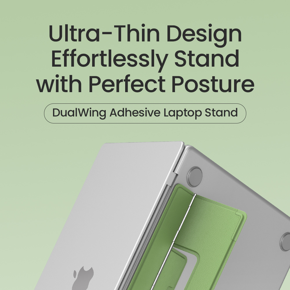 Тонкая складная подставка зеленого цвета от Nillkin для ноутбука, серия DualWing Adhesive Laptop Stand