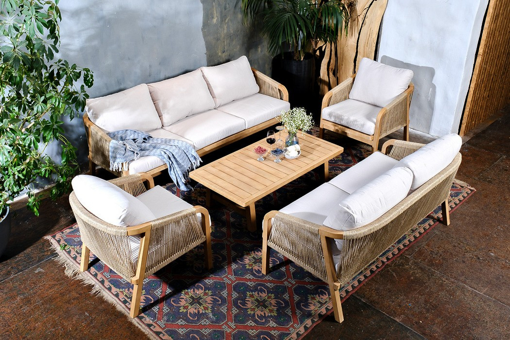 Диванная группа из акации Joygarden РИМИНИ XL, Light Teak, бежевый