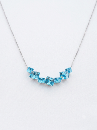 Колье дуга Мираж с голубыми кристаллами Swarovski