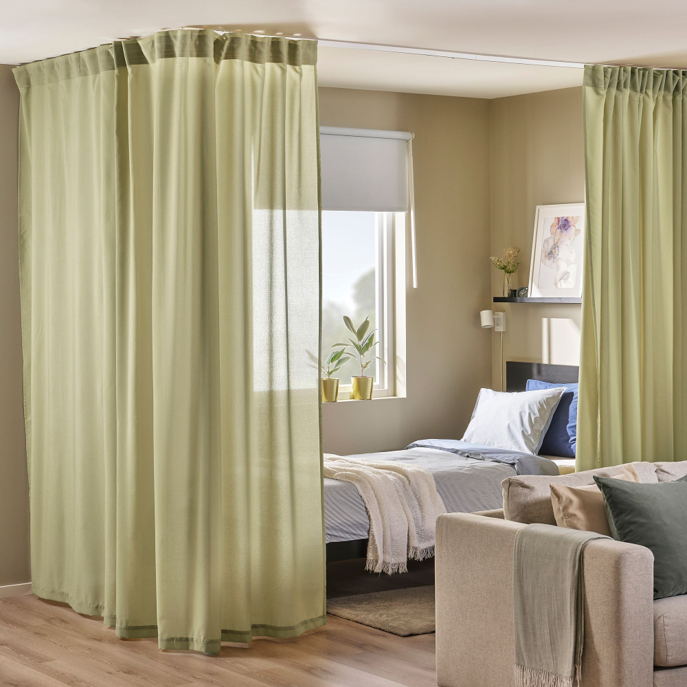 Шторы IKEA ROSENROBINIA (РОЗЕНРОБИН), Салатовый, 300x250 см