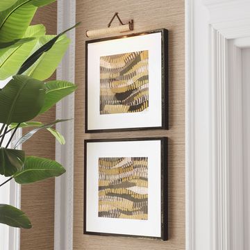 Eichholtz Wall Lamp Luca L, Natural Rattan / Antique Brass Finish