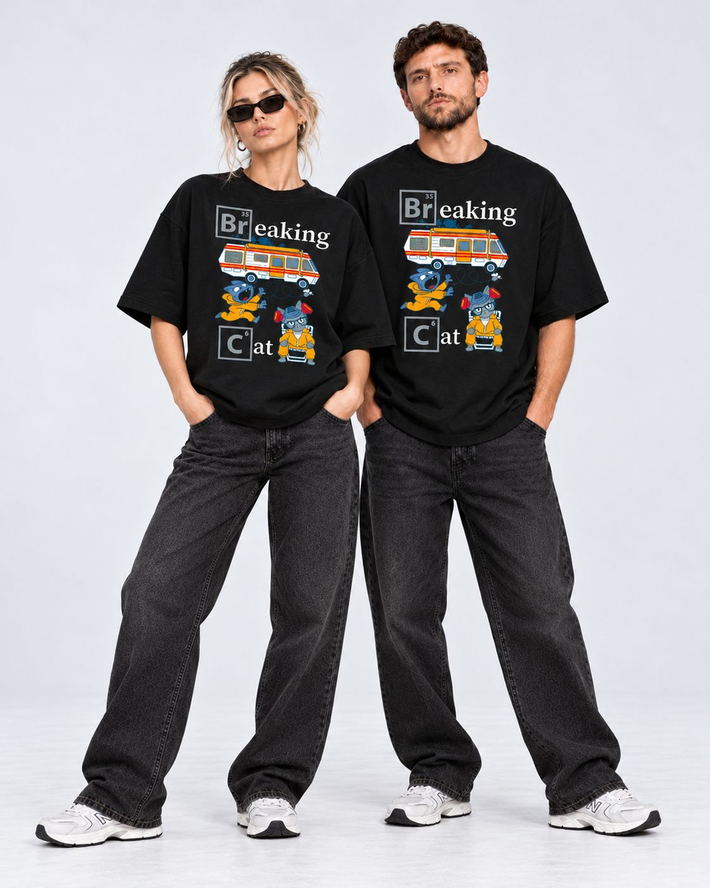 Футболка oversize БРЭЙКИНГ КАТ черная