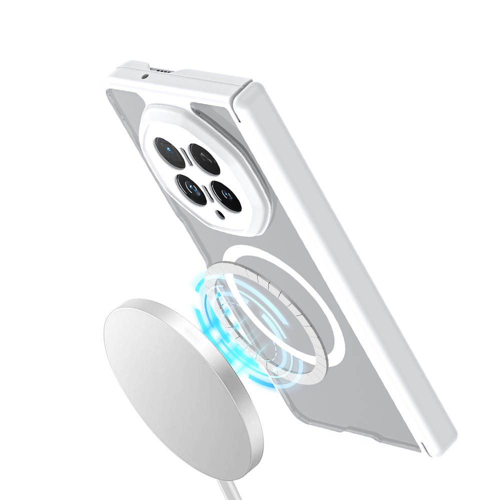 Усиленный чехол с белыми рамками и с MagSafe для Honor Magic V6, серия Expn Series Magnetic от Dux Ducis