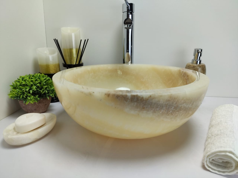 Раковина из оникса Bowl Yellow BO-60368 40x40x15 из натурального камня