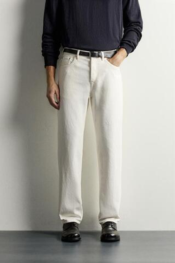 ZARA ДЖИНСЫ STRAIGHT LEG, ЖЕЛТОВАТО-БЕЛЫЙ