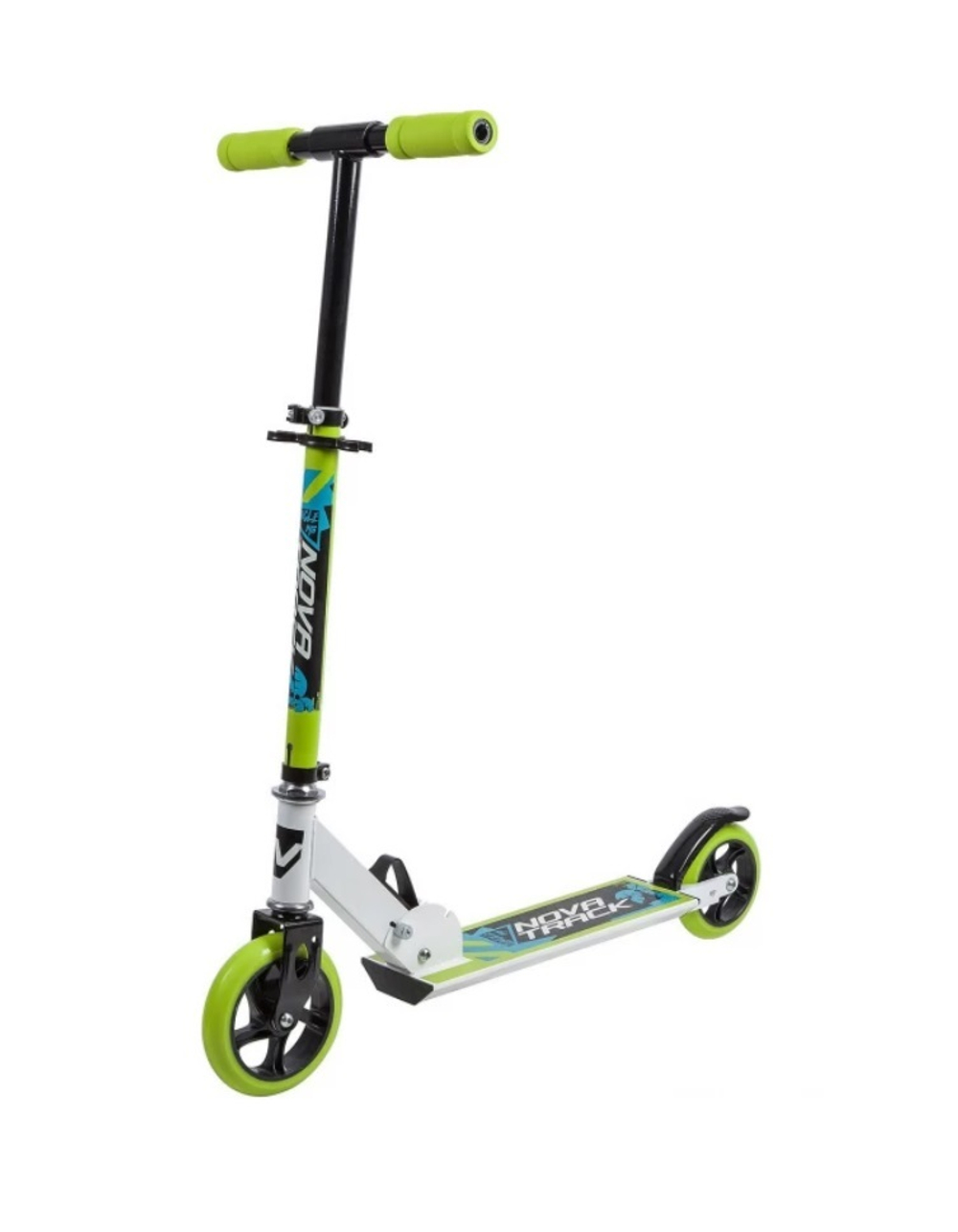 Самокат детский Novatrack Jungle, 145/125 мм, складной, бело-зеленый