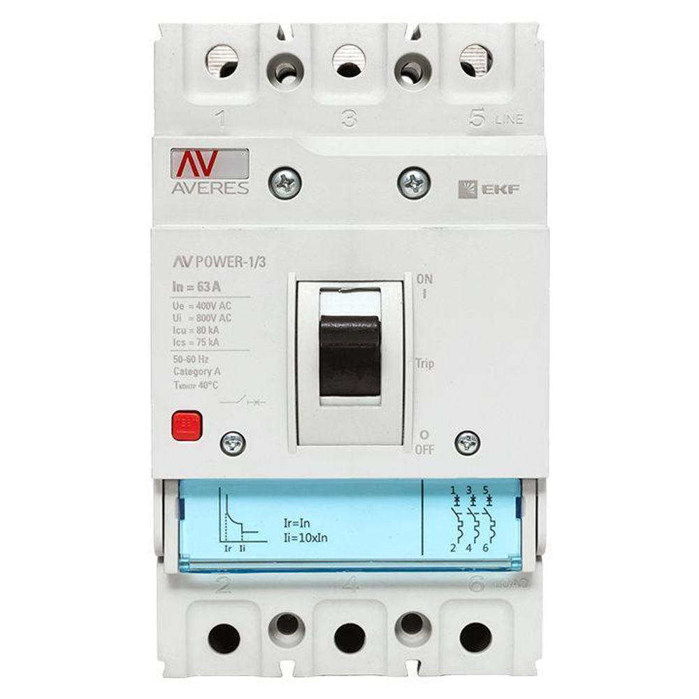 Выключатель автоматический 63А 80кА AV POWER-1/3 TR AVERES EKF mccb-13-63H-TR-av