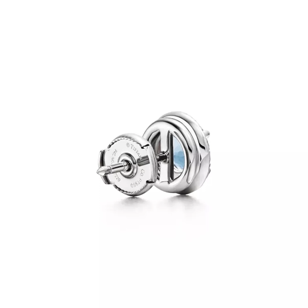 Серьги из платины с бриллиантами и аквамарином 💠 Tiffany- Soleste
