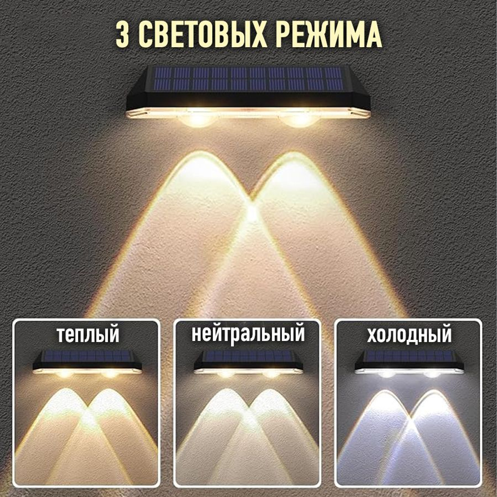 Фасадный светильник на солнечном аккумуляторе (2 шт. в уп.)