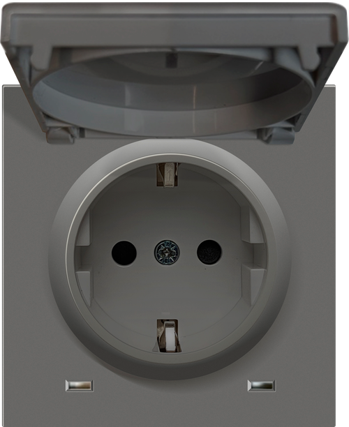 Накладка для розетки Schuko с заземлением, с крышкой, 16A 250 В~, матовый шоколад, серия R98