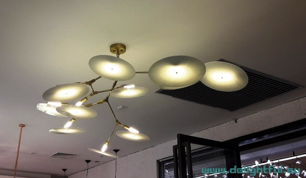 Lindsey Adelman 12 -shade Porcelain Disc Branching Fixture 6