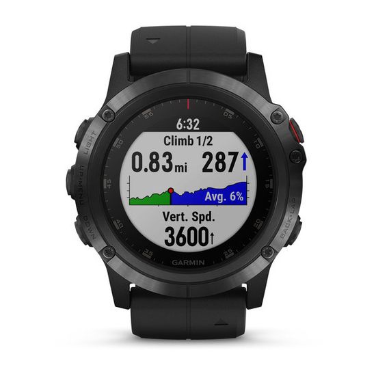 Мужские мультиспортивные часы Garmin Fenix 5X Plus Sapphire - черные с черным ремешком 010-01989-01