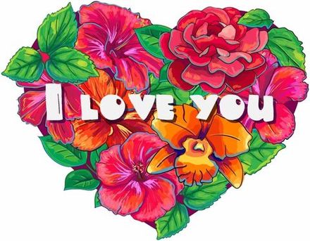 Панно настенное из дерева "Сердце - I love you" 40 х 31 см
