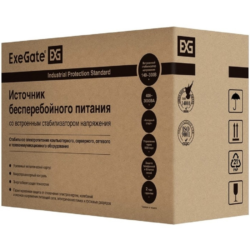 Источник бесперебойного питания Exegate EX292637RUS ИБП ExeGate SpecialPro Smart LLB-3000.LCD.AVR.2SH.4C13.RJ.USB <3000VA / 1800W, LCD, AVR,2*Schuko+4*C13,RJ45 / 11,USB, металлический корпус, Black>